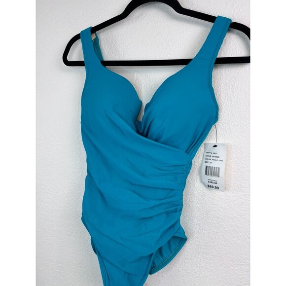 MiracleSuit women's 10 amalfi green criss cross escape one piece swimsuit - Picture 2 of 6